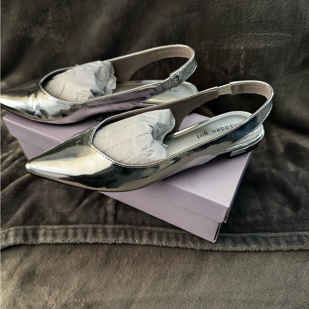 Madden Girl Silver Slingback Heels